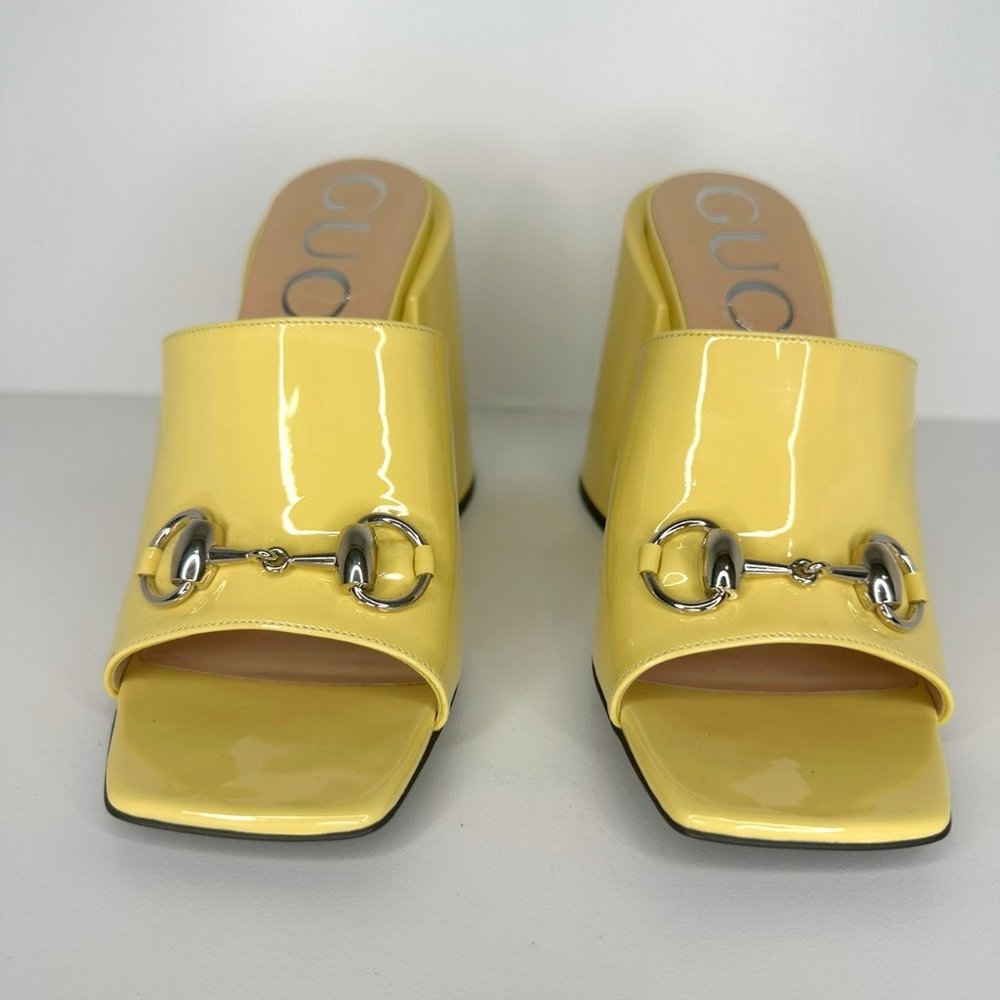 Gucci Lexi Horsebit Leather Mules 1955 Patent Sandals
